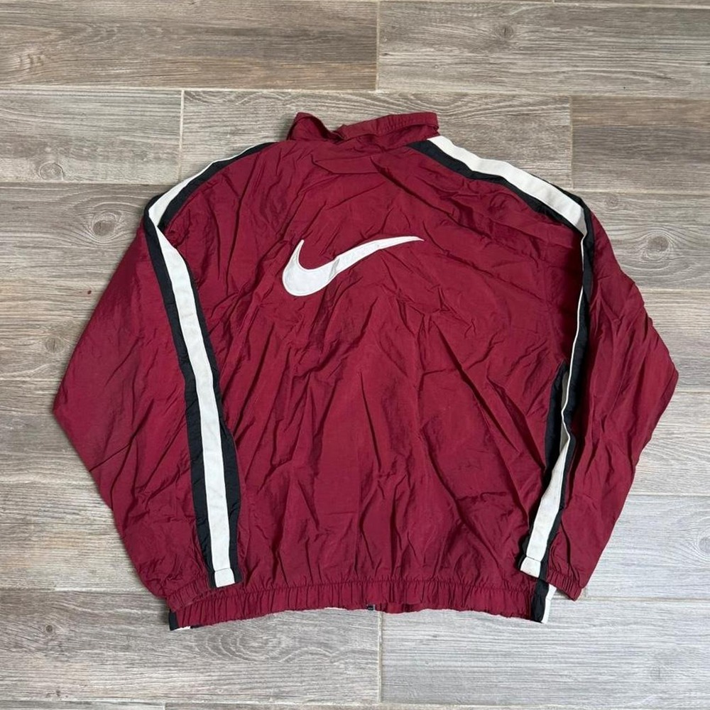 Vintage 90s Nike burgundy center swoosh windbreaker jacket size XXL